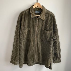 VINTAGE 90s Corduroy Shirt Jacket Shacket | Dark Green | 100% Cotton | Unisex
